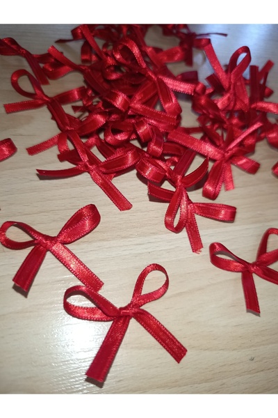 Esram Butik Fiyonk Süs Kırmızı 6mm Kurdele, Nikah Şekeri, Mevlüd Doğum Günü S...