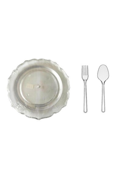 omeyva 26 Cm. Plastik Sert Mika Şeffaf Sorfa Piknik Seti - 72 Kişilik Tabak Ç...