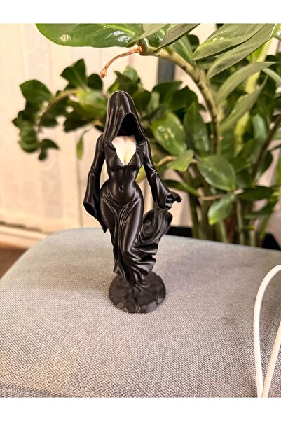 Agno Works Gotik Ölüm Meleği Biblo | Kapüşonlu Kadın Figür Siyah Dekoratif He...