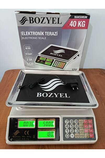bozyel 40 KG TERAZİ-ÇİFT TARAF EKRAN-UZUN ŞARJ SÜRESİ-FİYAT HESAPLAMALI-2 YIL...