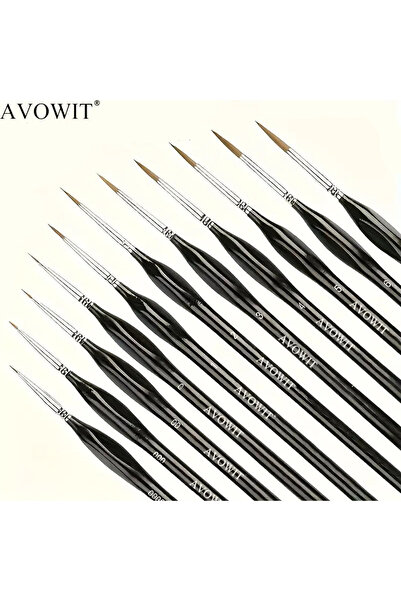 Choice black 11 pieces of fine detail brush set, durable miniature oil painti...