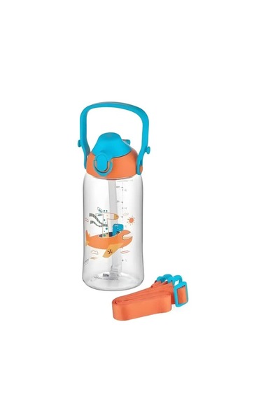 Uzspace 500 ml Pipetli Isırılamaz Desenli Çocuk Su Matarası - Tritan Suluk