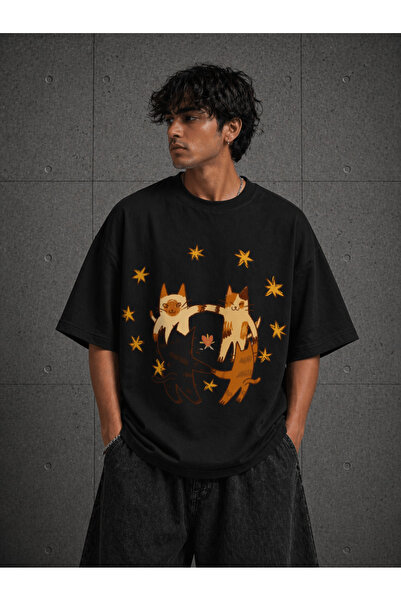 Nulivez Cat Printed Oversize Unisex T-Shirt Cute Cat Streetwear Design