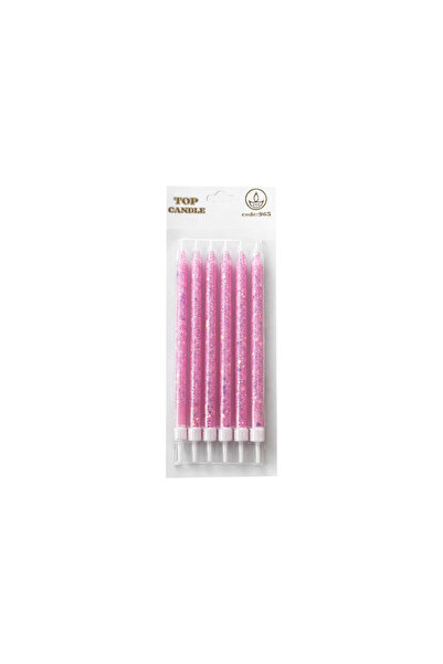 Vipfoni Sparkling Birthday Candle Set 15cm 6 Pieces Pink