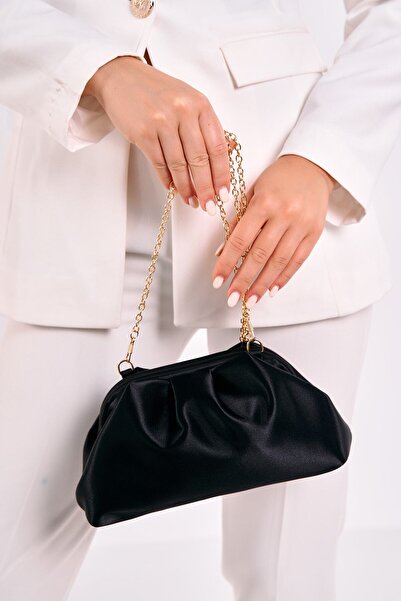 Atelier Nord Siyah Kadın Saten Clutch Abiye Çanta