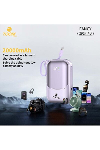 Zoom Plus بنك طاقة فاخر بسعة 20000 مللي أمبير مع شحن سريع PD بقوة 22.5 واط