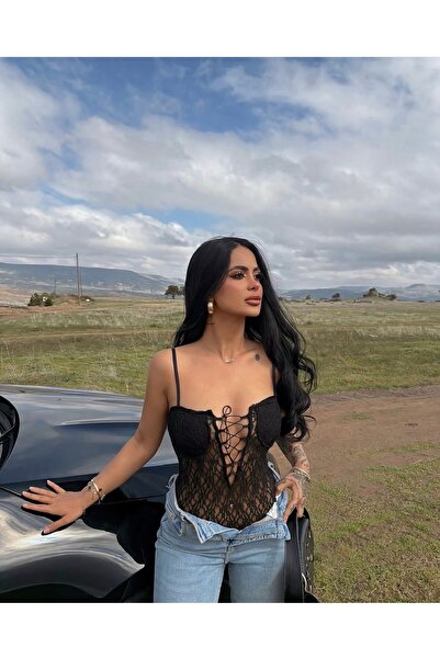 Aida Fashion Dantel bağlamalı bodysuit