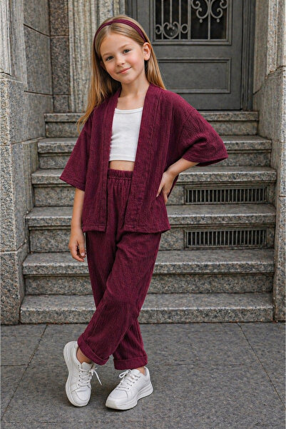 ManifestoGo Dječji udoban kimono set, široki letnji set, tkanina sa naborima