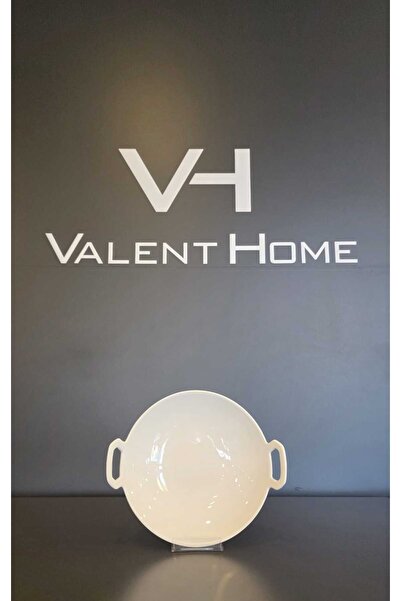 Marka Valent Home 21cm Yuvarlak Kulplu Porselen Tabak