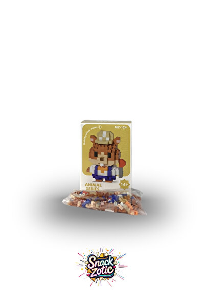 Bricks Snackzotic Animal Series Worker Squirrel Themed 3D Micro Block Figure - 200 Piece Building Set