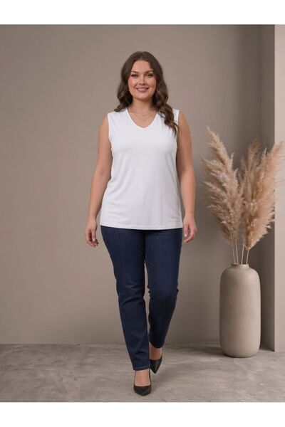 Vinola Plus Size Viscose Combed Fabric Sleeveless Blouse