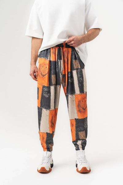 go gang own Πλισέ σαλβάρι σε χρώμα κολοκύθας με ελαστική μέση και μανσέτες