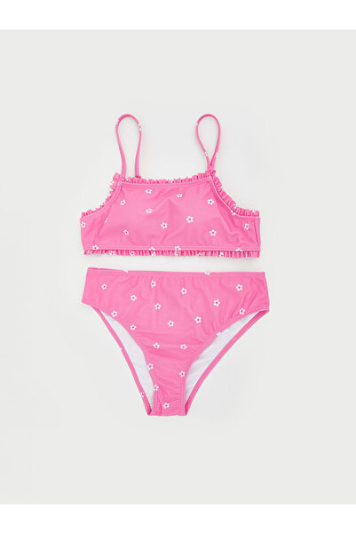 LC Waikiki GÜLİS GİYM'DEN Pembe Çiçekli Kız Çocuk Bikini