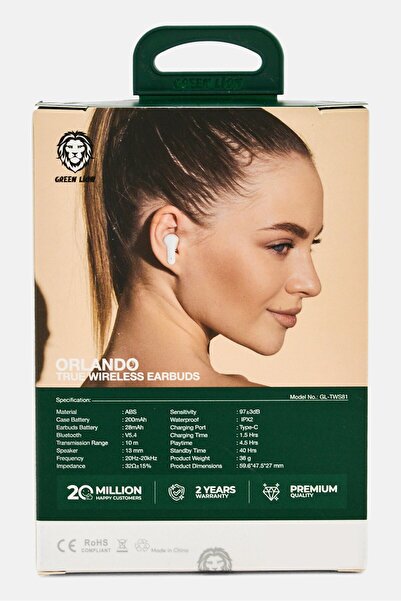 Green Lion Orlando True Wireless Earbuds, White