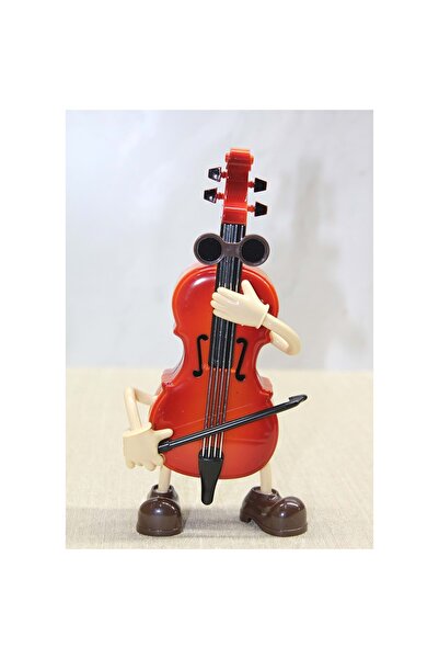 Store Keman Şeklinde Müzik Kutusu Ahşap Mekanik Kurmalı Nostaljik Dekoratif 2...