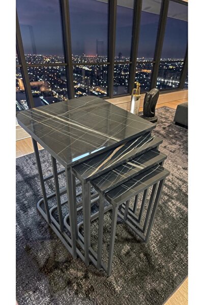 metallion HELEN SERİSİ LAK PANEL 1.SINIF MDF TABLA 1.SINIF METAL AYAKLI 4'LÜ ...