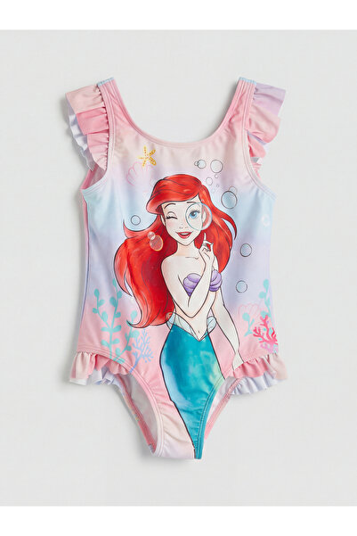 LC Waikiki LCW Kids Pembe Bisiklet Yaka Ariel Baskılı Kız Çocuk Mayo