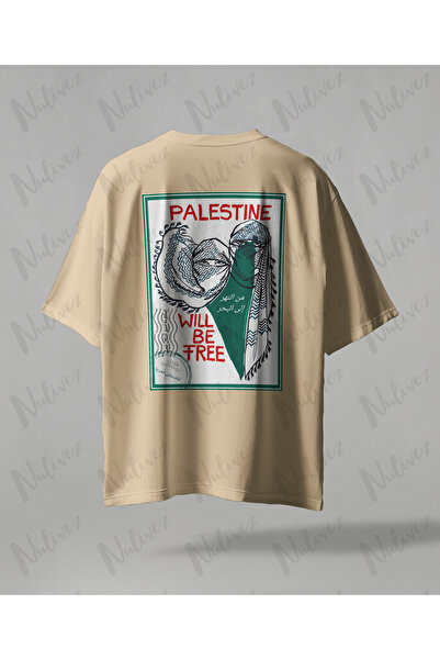Nulivez تي شيرت فلسطيني بتصميم كبير الحجم للجنسين مزين بنمط الكيفي وطباعة ملا...