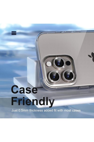 HyperAge iPhone 15 Pro Max & 15 Pro Shiny Stone Camera Lens Protector Eye-Catching Appearance and Premium Quality
