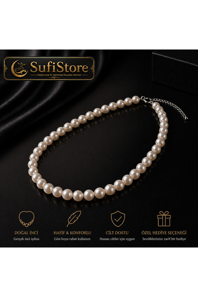 SufiStore Beyaz İnci Kolye-Premium 1.Sınıf İşçilik-Hediyelik-GünlüK Kullanım
