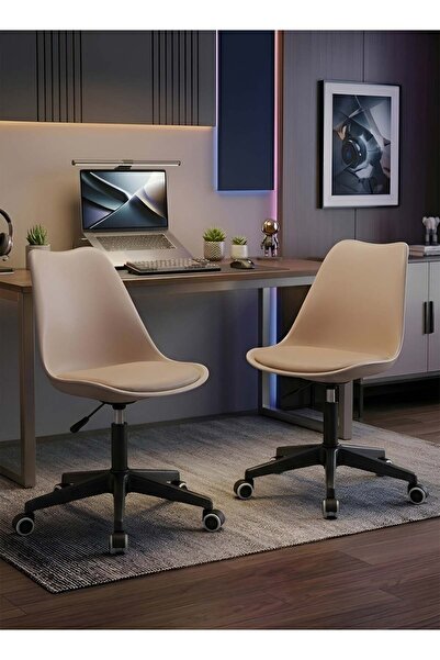 Taimi Set of 2-Ergonomic 360° Swivel Adjustable Height Chair, Padded, with wh...