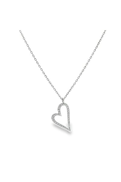 Bijuteria SORELLY Κολιέ καρδιά από λευκόχρυσο 14 καρατίων με διαμάντια (0.085...