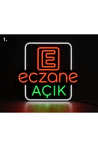 dgrk ahşap perakende ticareti Neon LED Eczane Açık Tabela – Pleksi Işıklı Duv...