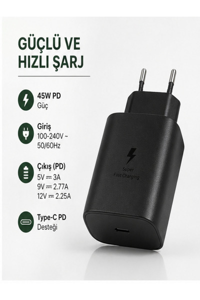 JNUOBI 45W PD Hızlı Şarj Adaptörü Type-C Güçlü Şarj Aleti Tüm Cihazlarla Uyumlu