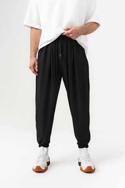 go gang own Σκούρο πλισέ σάλβαρ με ελαστικές μέση και μανσέτες