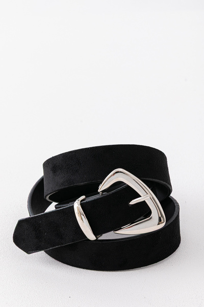 Pantastic Jeans 3.cm Black Suede Women's Belt with Silver Buckle