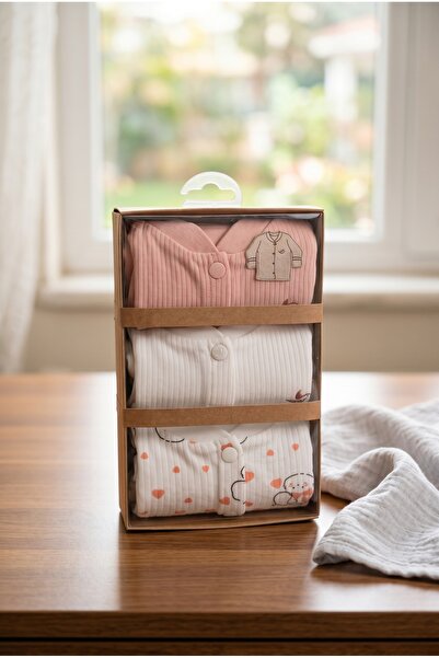 hobbe baby Bebek Çocuk Atlet/Body 3'lü Set %100 Pamuk 0-3 Ay