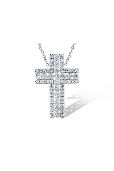 Bijuteria SORELLY Κρεμαστό σταυρός από λευκόχρυσο 14 καρατίων με διαμάντια 0,...
