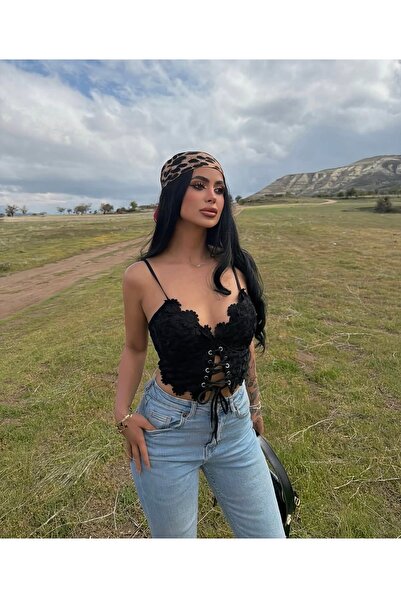 Aida Fashion Askılı Ajur bluz