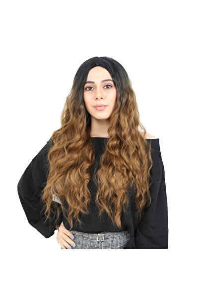 colezium شعر مستعار طويل من الألياف / أسود / كراميل أومبري