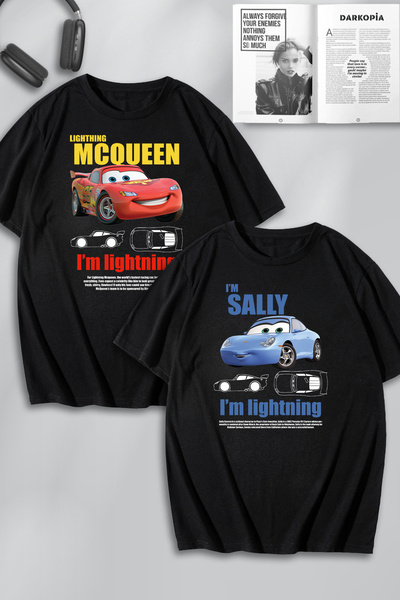 darkopia Unisex Γυναικεία και Ανδρικά μπλουζάκια Lightning McQueen και Sally ...