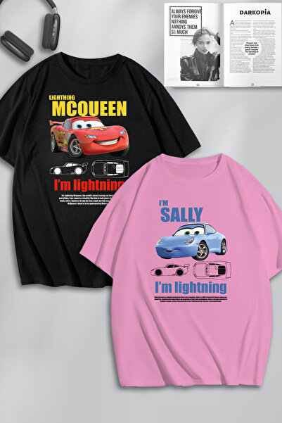 darkopia Unisex Γυναικεία και Ανδρικά μπλουζάκια Lightning McQueen και Sally ...