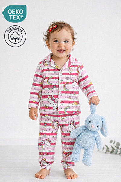 Panfilia Oeko Tex Sertikalı %95 Bambu Uzun Kollu Bebek Pijama Takımı / Kız Er...