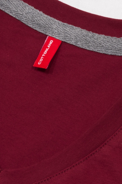 Cottonland Men's Amadeus Regular Cut V-Neck Short Sleeve Combed Cotton T-Shirt Bordo