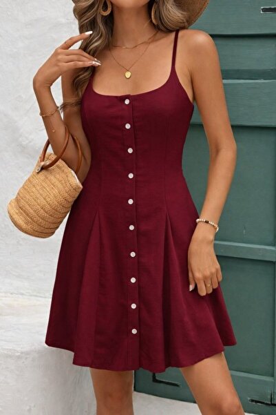 DRESSIFY WOMEN’S FASHION Γυναικείο κοντό φόρεμα με κορδόνια και κουμπιά μπροστά