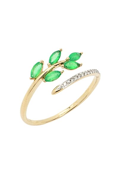 Bijuteria SORELLY Δαχτυλίδι από χρυσό 14 καρατίων με σχέδιο κλαδιού, διαμάντι...