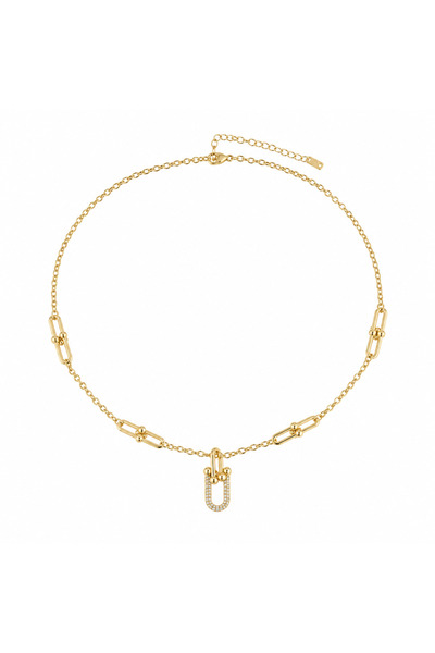 OEM Κομψό χρυσό κολιέ με λαμπερό μενταγιόν από ανοξείδωτο ατσάλι, αδιάβροχο