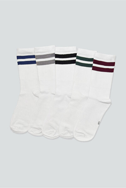 DUYAL 5 Çift Kadın Çemberli Spor Çorap Seti - %85 Pamuklu Kolej Tarzı Retro Ç...
