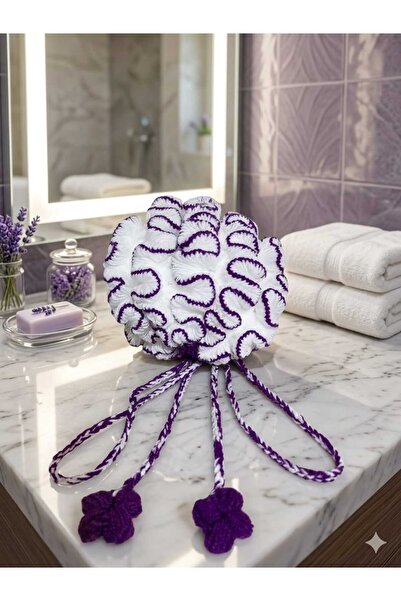 Store 💜 Mor Detaylı El Yapımı Banyo Lifi – Şıklık ve Etkili Temizlik Bir Ara...