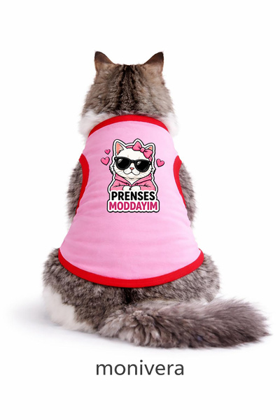 Modetra New Season Summer Princess Modundayim Printed Colorful Ribbed Cat Out...
