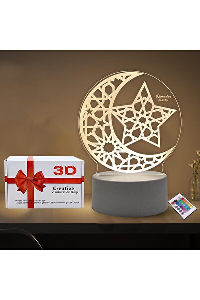 Generic 3D Led Islamic Night Light - 16-Color Changing Table Lamp with Remote...