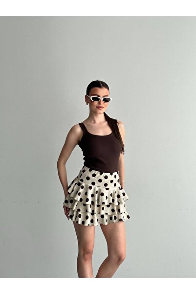 Bella Breeze Γυναικεία Μίνι Φούστα Πουά με Στρώσεις, Ψηλόμεση Καλοκαιρινή Φού...