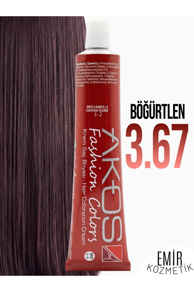 AKOS Yoğun Etkili Saç Boyası 60ml - Böğürtlen 3.67 + Pierra oksidan 60ml