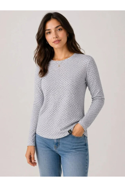 DRESSIFY WOMEN’S FASHION Μπλούζα με υφή Lycra, μακρυμάνικη, οβάλ κοπή, άνετη ...