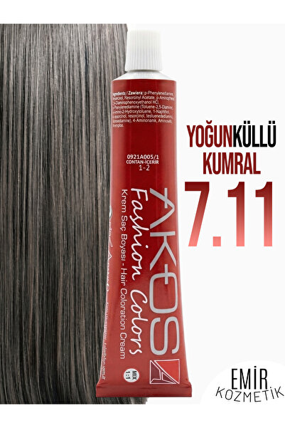 AKOS Yoğun Etkili Saç Boyası 60ml - Yoğun Küllü Kumral 7.11 + Pierra oksidan ...