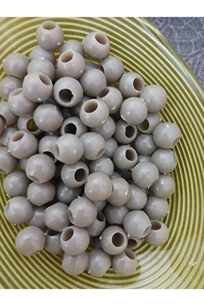Boncuk 100 gr plastik gri genis delikli tahmini 300 adet 10 mm
